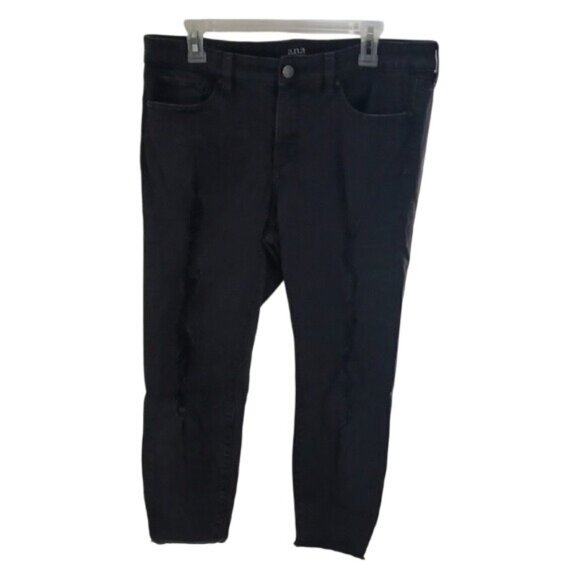 ANA A New Approach Jeans Black Denim Distressed Skinny Ankle Womens Size 12 - Picture 1 of 9